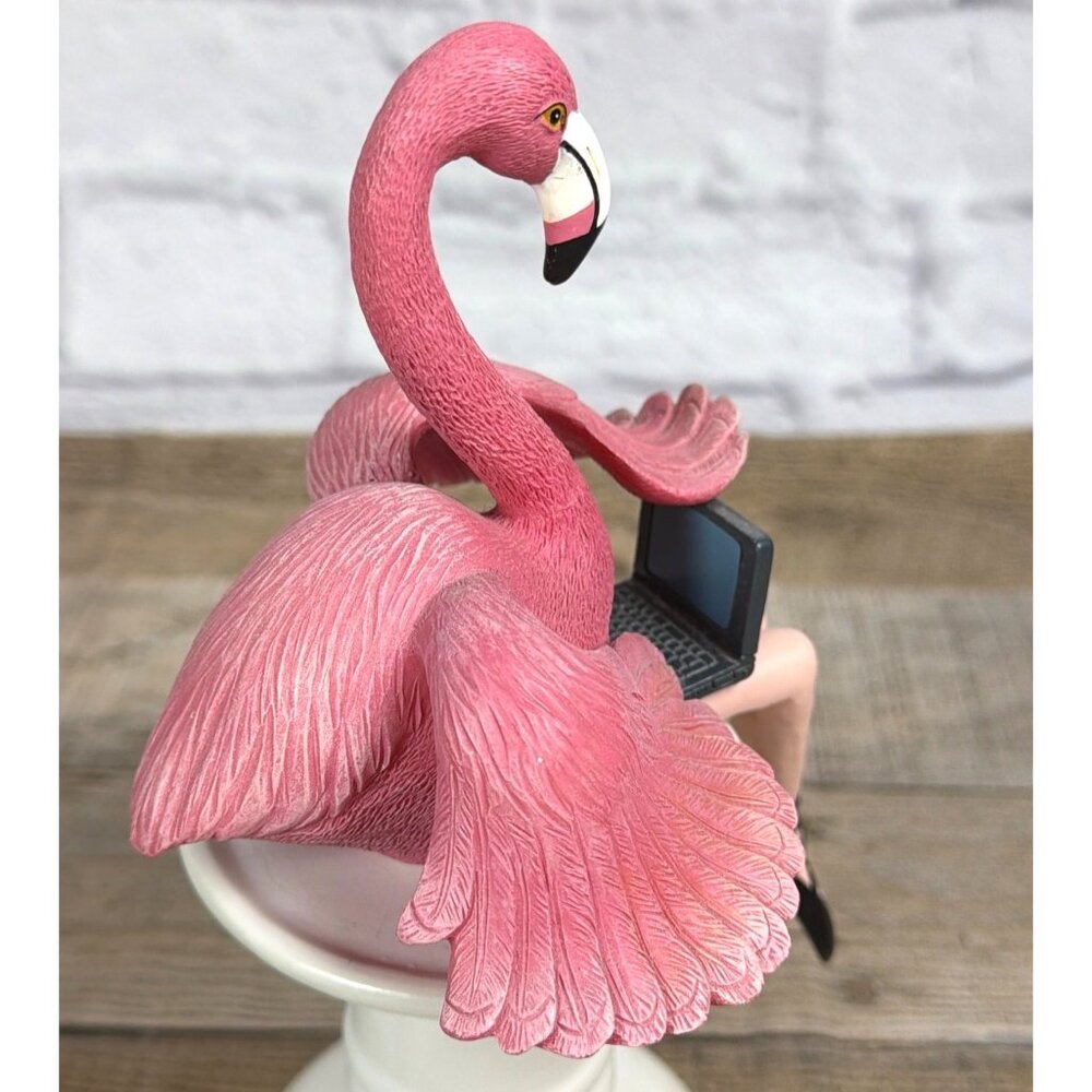 Sitting Exec Office Ballet Dancer Pink Flamingo Ballerina Shelf Sitter Laptop - Picture 3 of 14
